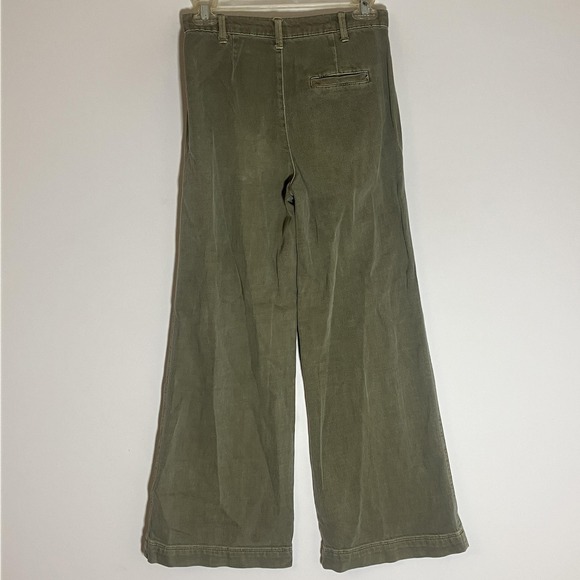 Tractr Pants Girls 12 Olive Green Pleated Wide Leg Cotton Twill Chino Modern L - Picture 9 of 16